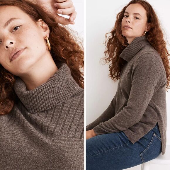 NEW Madewell 60% wool Hickory Turtleneck Sweater, heather mole, S - Picture 2 of 16